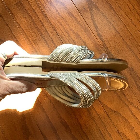 Cape Robbin Size 9 Silver rhinestone rope slip on flat sandals - Picture 5 of 7